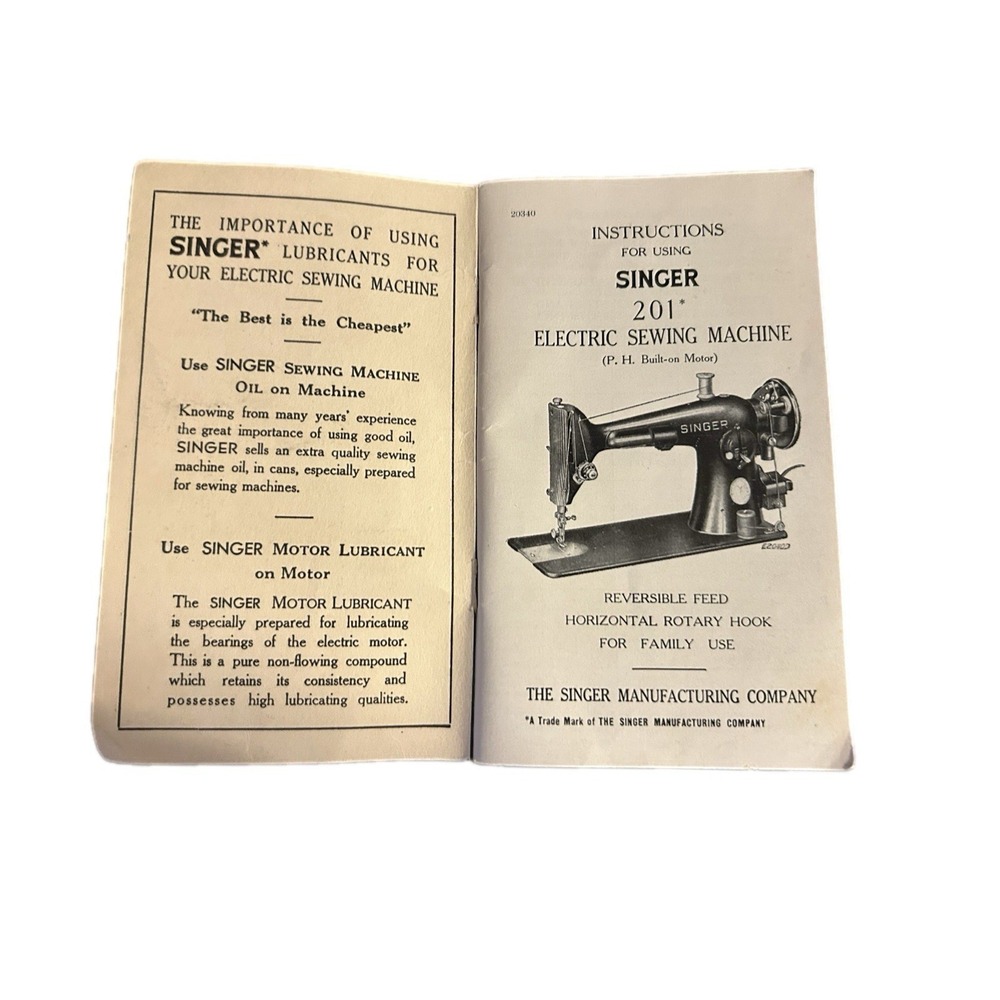 Singer 201-2 Electric Sewing Machine Owner's Manual Instruction Booklet - Picture 2 of 5